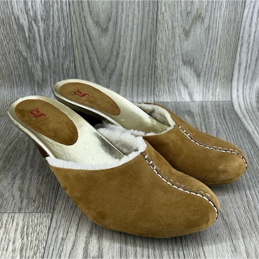 G Series Suede Mules with Shearling Lining